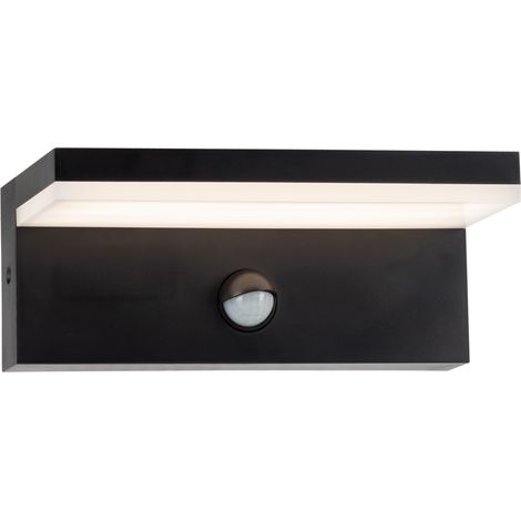 Lampada da parete LED per esterni con sensore PIR, colore nero, 4000K, modello tesa Q 324054, marca Polux. (1/5)