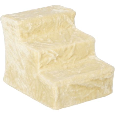 Escalier pour animaux 3 marches beige, en tissu doux lavable, léger et stable pour lit ou canapé, 60 x 35 x 44 cm, charge 4 kg – CHICFURN (1/5)