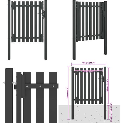 Gartentor Stahl 1x1,5 m Anthrazit - Gartentor - Stahltür - Metalltor - Anthrazit - Abschließbares Tor - Home & Living