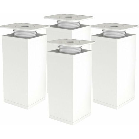 Pied de Meuble - Pied Reglable Pied Canapé - Pied Reglable pour Meuble - Lot de 4 - Angulaire 40x40mm - Pièces de Rechange en Métal - Accessoires de Montage Inclus - 120mm Blanc (1/4)