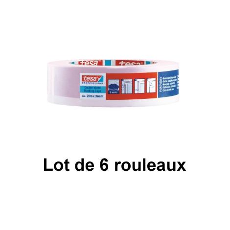 Adhésif masquage double face, 25 mm x 25 - tesa® 4836 - Lot de 6 rouleaux