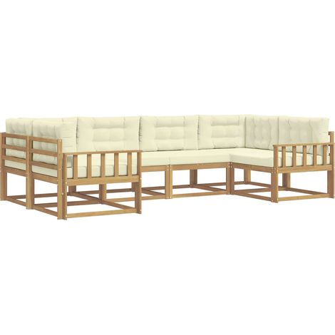 Outdoor Sofa Set 6 pcs White and Cream vidaXL