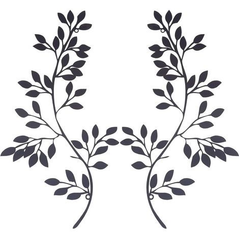 2 Pcs Métal Arbre Feuille Décoration Murale Vigne Olivier Feuille Mur Art Tentures Fer Noir Cadeau Décorations pour Intérieur Extérieur Chambre Salon (1/4)