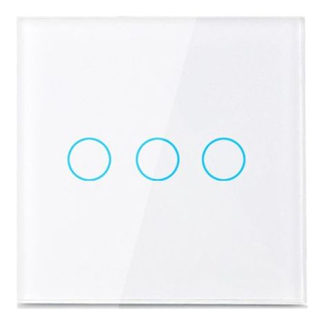 1 interrupteur tactile 3 voies, panneau verre trempé, 86 mm x 86 mm x 35 mm, pour éclairage intérieur résidentiel et tertiaire (1/5)