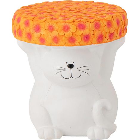 Table d'Appoint Chat "Ginger" 34cm Blanc & Orange (1/4)