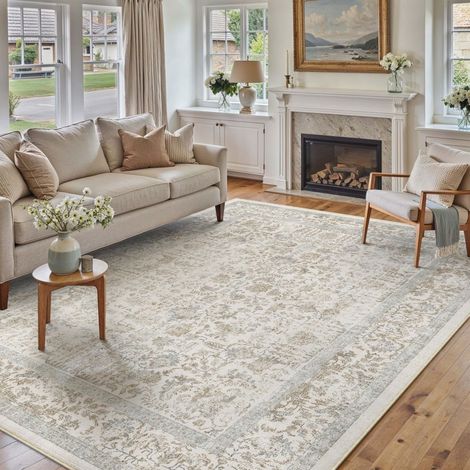 Vintage Tapis Salon 180x270cm Taupe Lavable en Machine Rug Chambre Adulte Grand Rugs,Descente de Lit, AntidéRapant Carpet,Interieur Doux Poil Ras,Salle a Manger Carpets,Bureau (1/5)