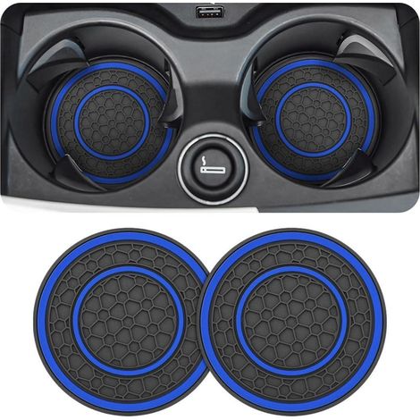 Sous-verres voiture nid d'abeille antidérapants universels lot de 2 bleu et noir (1/5)