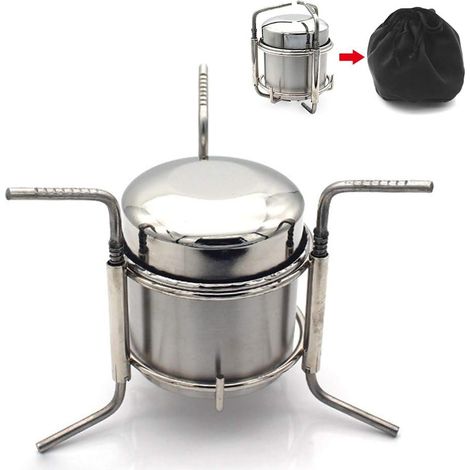 Réchaud à Alcool de Camping Portable Alcool en Acier Inoxydable Cuisinière en Plein Air Pliant Mini Spirit Cooker Pique-Nique BBQ Cookout Poêle