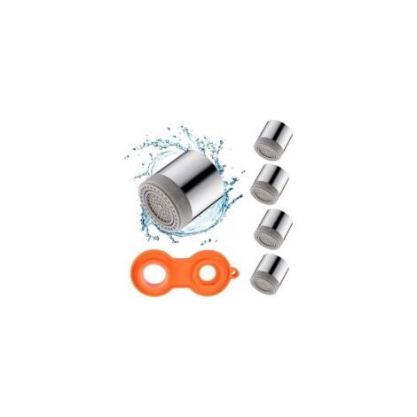 Set di 4 aeratori per rubinetto girevoli a doppia modalità M22, filtro per il risparmio idrico, filettatura femmina, ugello per rubinetto con aeratore e chiave per lavelli da cucina e lavabi - Crezuo