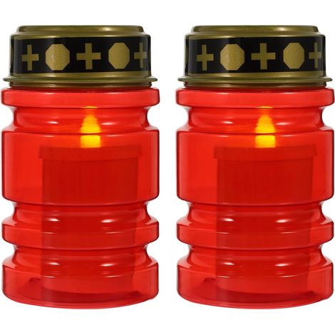 Lot de 2 Bougies LED sans Flamme Coque Rouge Irrégulière à (1/5)