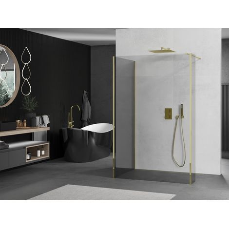 Mexen Kioto paroi de douche Walk-in 110 x 70 x 30 cm, transparente, dorée - 800-110-070-221-50-00-030 (1/5)