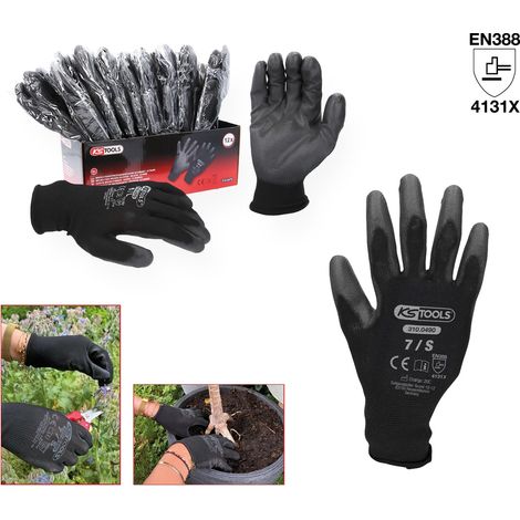 KS TOOLS Mikro-Feinstrickhandschuhe-schwarz, 7, 12 Paar ( 310.0490 ) (1/5)
