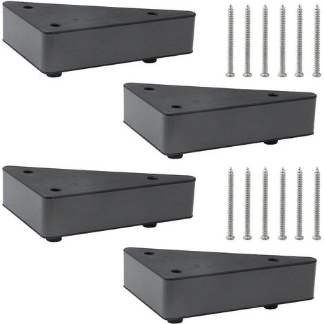 pieds de rechange en plastique de 5 cm pour canapé, pieds triangulaires, ensemble de support de lit noir, installation facile par vis