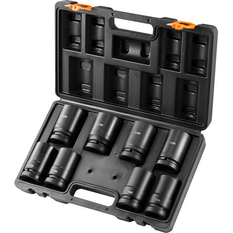 Mophorn 1-Zoll-Schlagsteckschlüsselsatz, 8-teiliger tiefer metrischer Steckschlüsselsatz 27–41 mm, 6-Punkt-Cr-Mo-Legierungsstahl für Autoreparaturen, klare Größenmarkierungen, robuste Konstruktion