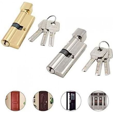 Cylindre de serrure 70 mm en métal, entrée anti-vol, pour porte, fixation standard, pièce unique (1/4)
