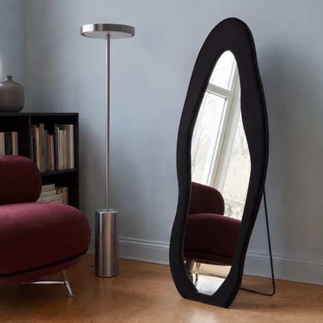 LunaMirror Cleo Ganzkörperspiegel 160 x 60 cm, organische Wolkenform, gepolsterter Samtrahmen Schwarz
