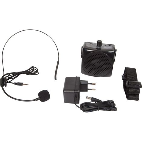 HQ-Power Amplificateur de voix portable, avec micro-casque et ceinture, 5 W, noir (1/5)