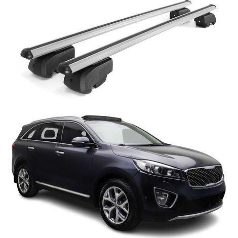 OMAC Aluminium Dachträger Querträger für Kia Sorento mk3 2015-2020 – City Crash – ISO/PAS 11154:2006 – Abschließbar – Max. 75 kg – 2 Stangen Silber (1/5)
