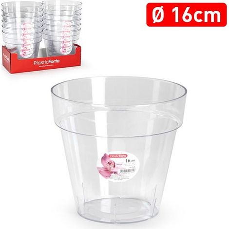 PLASTICFORTE maceta transparente plastico 16 cm , Maceta de plástico transparente 16 cmFabricada en plástico de alta calidadEfecto tipo cristalFabricado en EspañaMe (1/2)