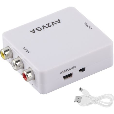 Convertisseur AV vers VGA Portable 1920x1080 HD avec Câble USB - Adaptateur Vidéo Universel (1/5)