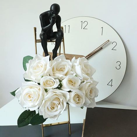 10 fleurs artificielles blanches et décorations de Noël en soie (1/4)