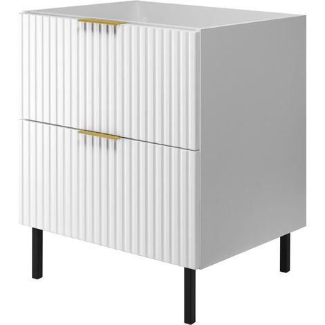 Mobile lavabo, Bianco, 60 x 77 x 46 cm, maniglia oro, gambe nere, senza piano (1/5)