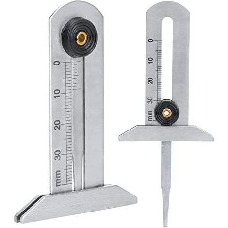 Mesure Usure Pneu, Jauge de Profondeur de Pneu en Acier Inoxydable Pneu Sécurité Règle Pneu Mètre 0-30mm pour Voiture Moto (1/5)