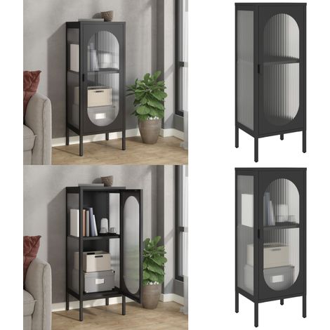 Buffet noir 40x35x105 cm verre et acier - Buffet - Armoire - Meuble De Rangement - Mobilier - Design Moderne - Home & Living (1/5)