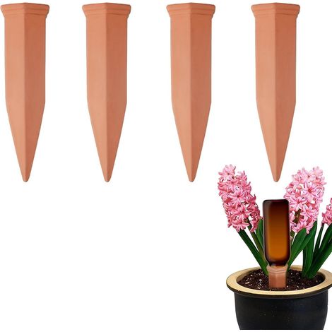 Lot de 4 cônes d'arrosage en argile de 100 ml, distributeur d'eau automatique pour plantes, boules d'arrosage pour les fêtes, système d'arrosage autonome pour plantes d'intérieur, balcon et jardin (1/5)
