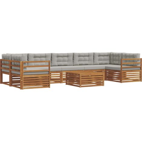Conjunto de sofás de exterior 8 uds. Gris Natural y Claro vidaXL (1/5)