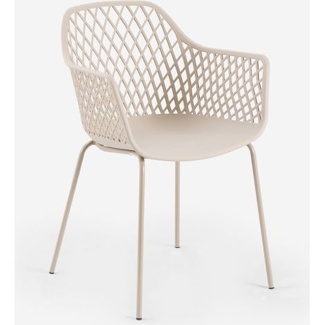 Moderne Garten-Außenstuhl mit Armlehnen aus Polypropylen Tzura - Beige