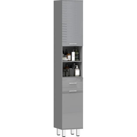 Badezimmerschrank, Badkommode, mit Regalen und Schublade, verstellbar, Grau