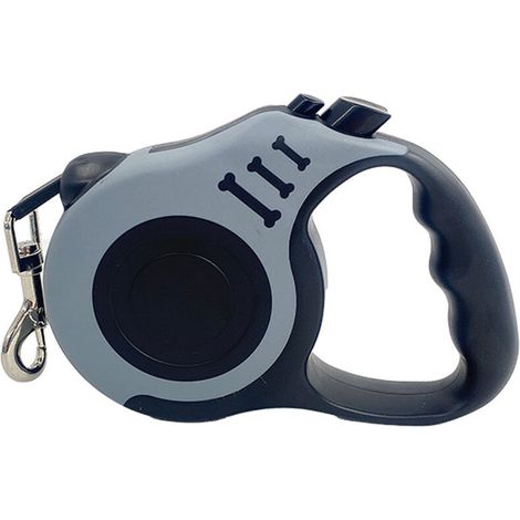 Laisse pour chien, laisse pour animal de compagnie, laisse pour chien rétractable automatique, laisse pour chien portable, poignée ergonomique antidérapante (3m, gris)