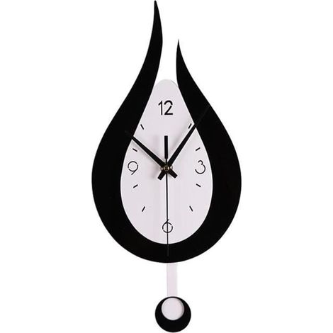 Horloge Murale à Pendule - HOMYL - Noir - 30 cm - Silencieuse - Décorative pour Cuisine (1/4)