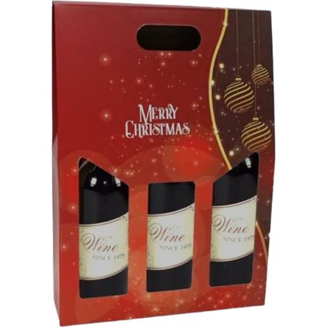BOX PORTABOTTIGLIA 3 POSTI SCENARIO MERRY CHRISTMAS