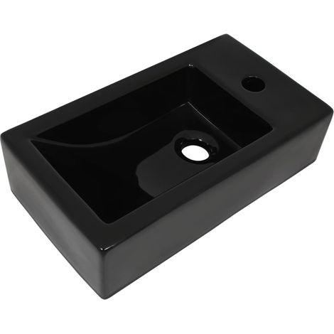 Lavabo con foro per rubinetto 46 x 25,5 cm lavabo wc in ceramica nera 020002542