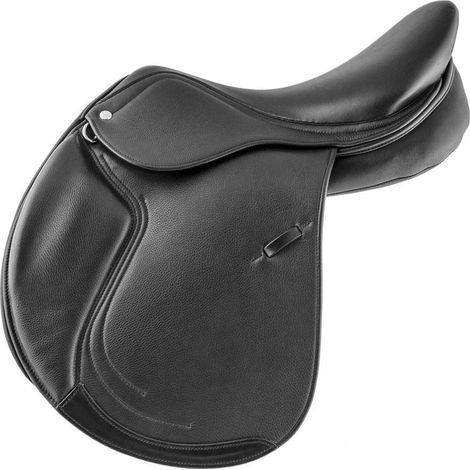 18'' = 45 cm, Marron foncé: Selle de saut Sidney en cuir double garrot interchangeable