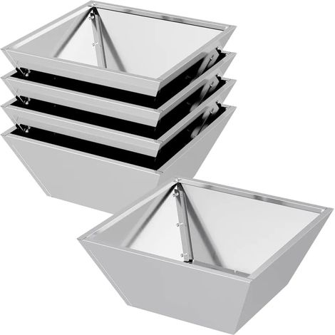 Lot de 5 cache-pots modernes minimalistes jardin terrasse 40 x 40 x 15 cm en métal argent
