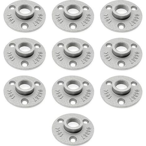 JZK Aluminium Alloy Floor Flange Threaded 1/2 Inch for Pipe Thread 15 mm Metal Pipe Floor Flange Shelf Bracket Pipe Wall Flange 1/2 Inch Pipe Fittings with Threaded Hole (1/2)