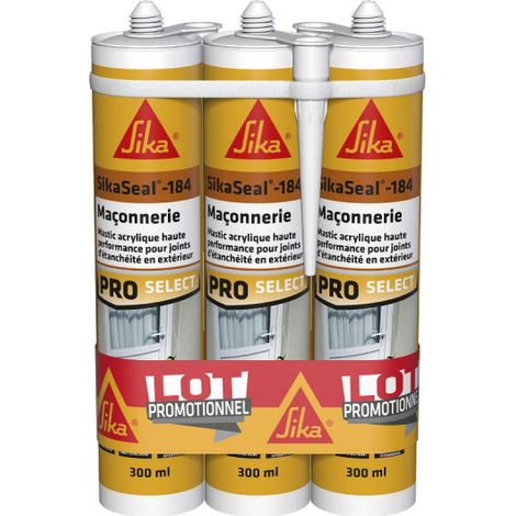 Set di 3 SIKA SikaSeal 184 Sigillanti siliconici per muratura - Bianco - 300ml