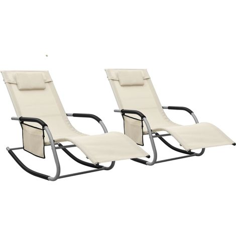 Sonnenliegen 2 Stk. Textilene Creme und Grau