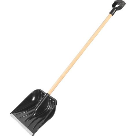 Pelle a neige pvc noir 43cm avec languette aluminium + manche bois 100cm - 17700
