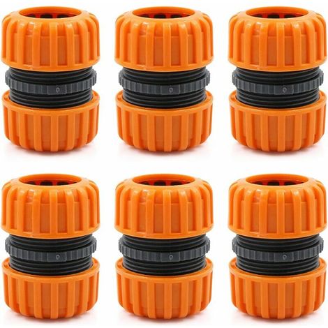 VURAHOME - Kit de rparation de tuyau d'arrosage - pour raccorder 19 mm (3/4&quot), pour un raccordement facile et rapide ou un tuyau de rparation sans outils, jaune 6Pcs Orange (1/5)