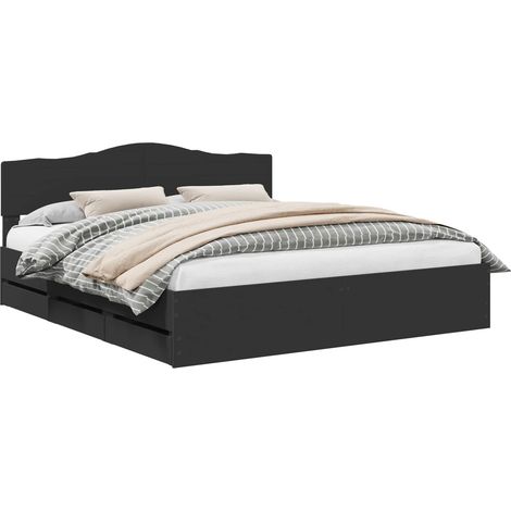 Maison Exclusive - Bettrahmen mit Schubladen Schwarz 200 x 200 cm