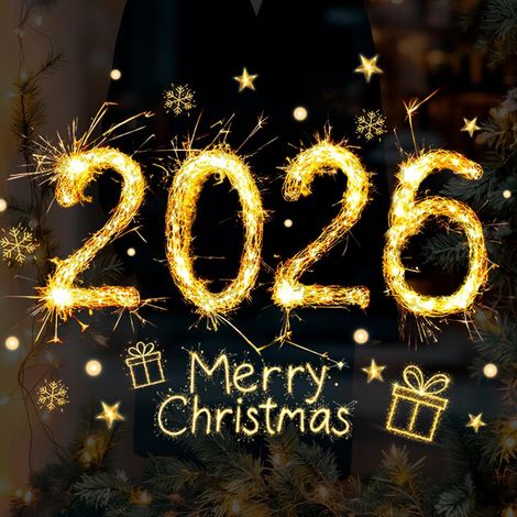 Paquete de 2 pegatinas navideñas de fuegos artificiales dorados para ventanas de 2026 - Decoración de cristal para escaparates navideños