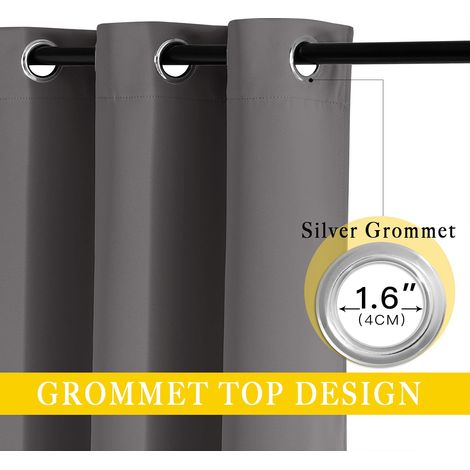 Rideau occultant à Isolation Thermique avec œillets pour Porte coulissante en Verre, Chambre à Coucher, pergola (Gris, 1 Panneau, 203,2 x 274,3 cm) (1/5)