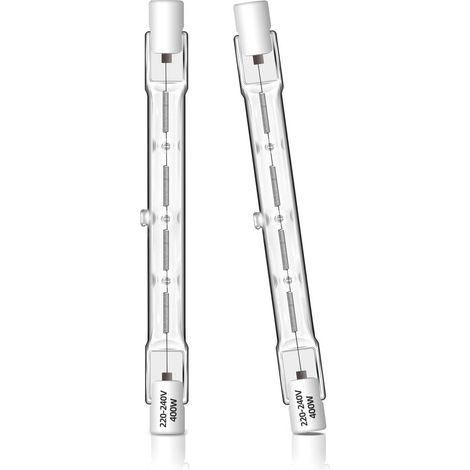 Lot de 2 Ampoule Halogène R7s 118mm, 400W Dimmable, 7500LM 2700K Blanc Chaud, Projecteur Linéaire pour Jardin, Sécurité