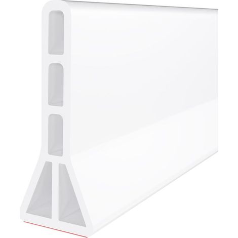 Pare-éclaboussures de seuil de douche de 3 pouces de haut, pare-éclaboussures de douche pliable de 200 cm, convient aux douches sans seuil (blanc). (1/5)