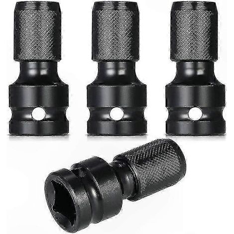 Adaptateur de douille 4 pièces, carré 1/2 pouce vers hexagonale 1/4 pouce, lot de conversion pour cliquet, embouts de vissage, outillage robuste, finition chromée, usage professionnel et bricolage. (1/5)