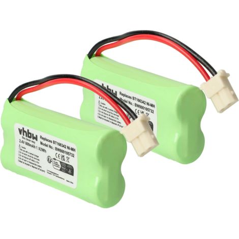 vhbw 2x Akku kompatibel mit V-Tech DS6521-3, DS6522-3, DS65213, DS652232, DS6521-2, DS65223 schnurlos Festnetz Telefon (800 mAh, 2,4 V, NiMH) (1/5)